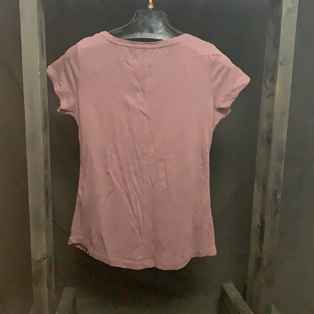 Loft dark plum scoop neck with sequins on front - Picture 4 of 4
